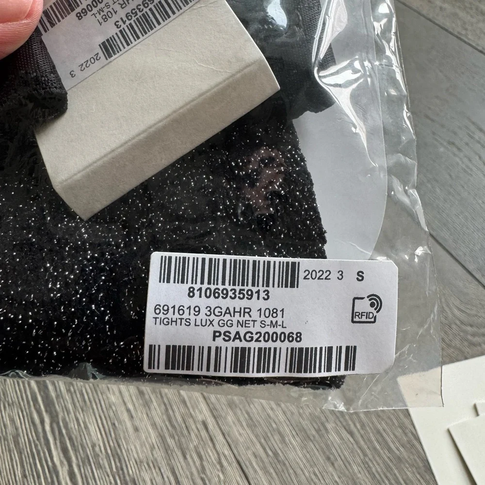 Gucci Black Lurex GG Knit Tights Size Small